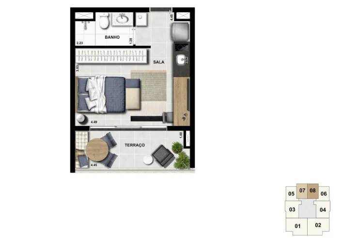 Apartamento à venda com 30m², 1 quarto sem vaga - 80
