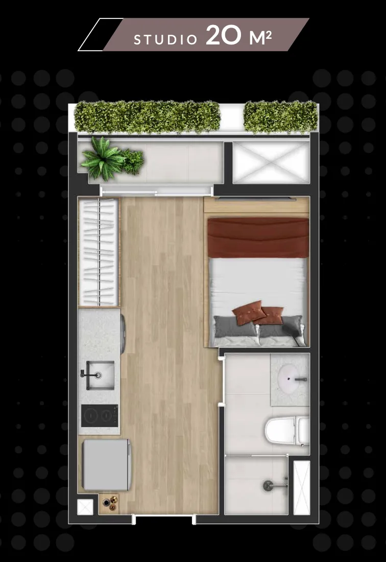 Apartamento à venda com 19m², 1 quarto sem vaga - 1