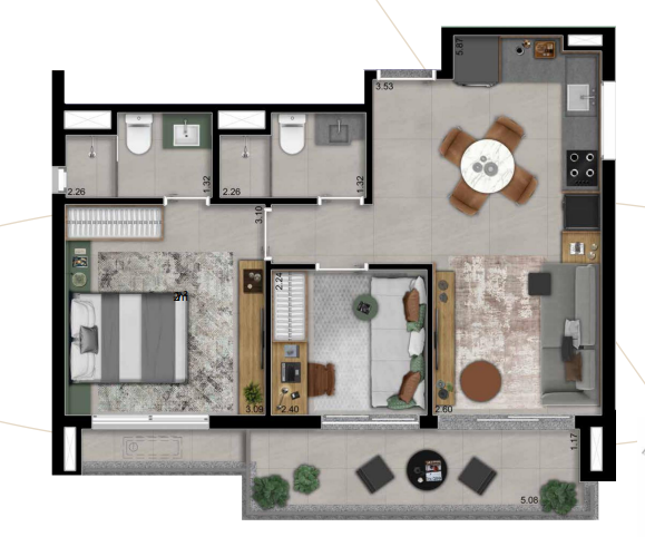Apartamento à venda com 59m², 2 quartos com vaga - 41
