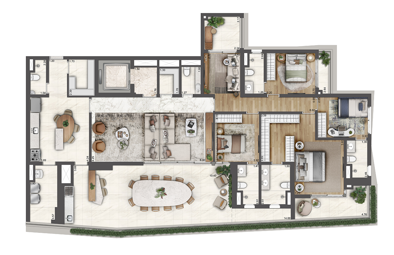 Apartamento à venda com 258m², 4 quartos com vaga - 16