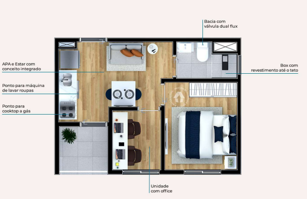 Apartamento à venda com 28m², 1 quarto sem vaga - 22