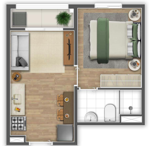 Apartamento à venda com 24m², 1 quarto sem vaga - 19