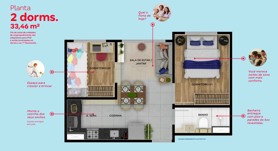 Apartamento à venda com 33m², 2 quartos sem vaga - 19