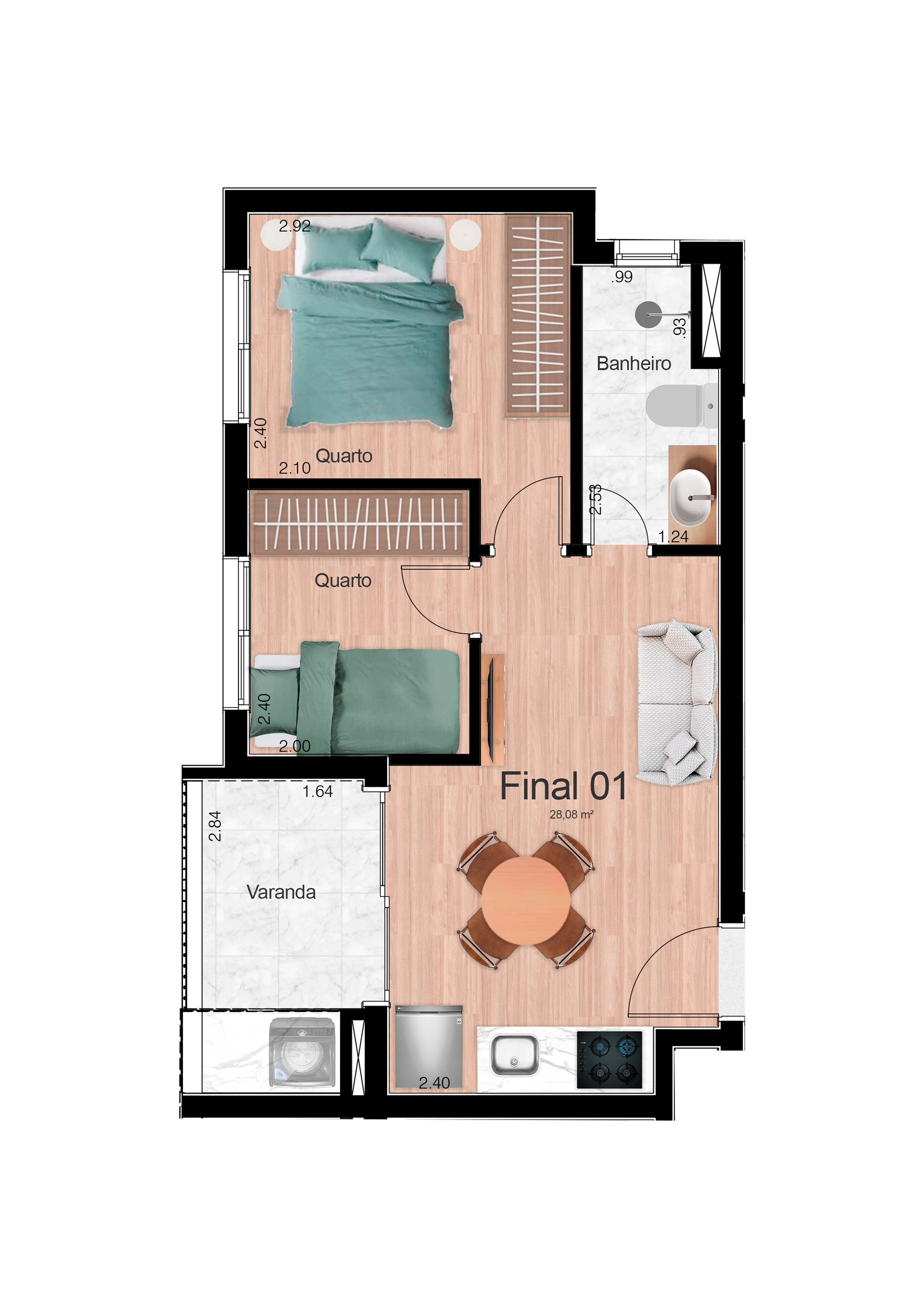 Apartamento à venda com 37m², 2 quartos sem vaga - 16