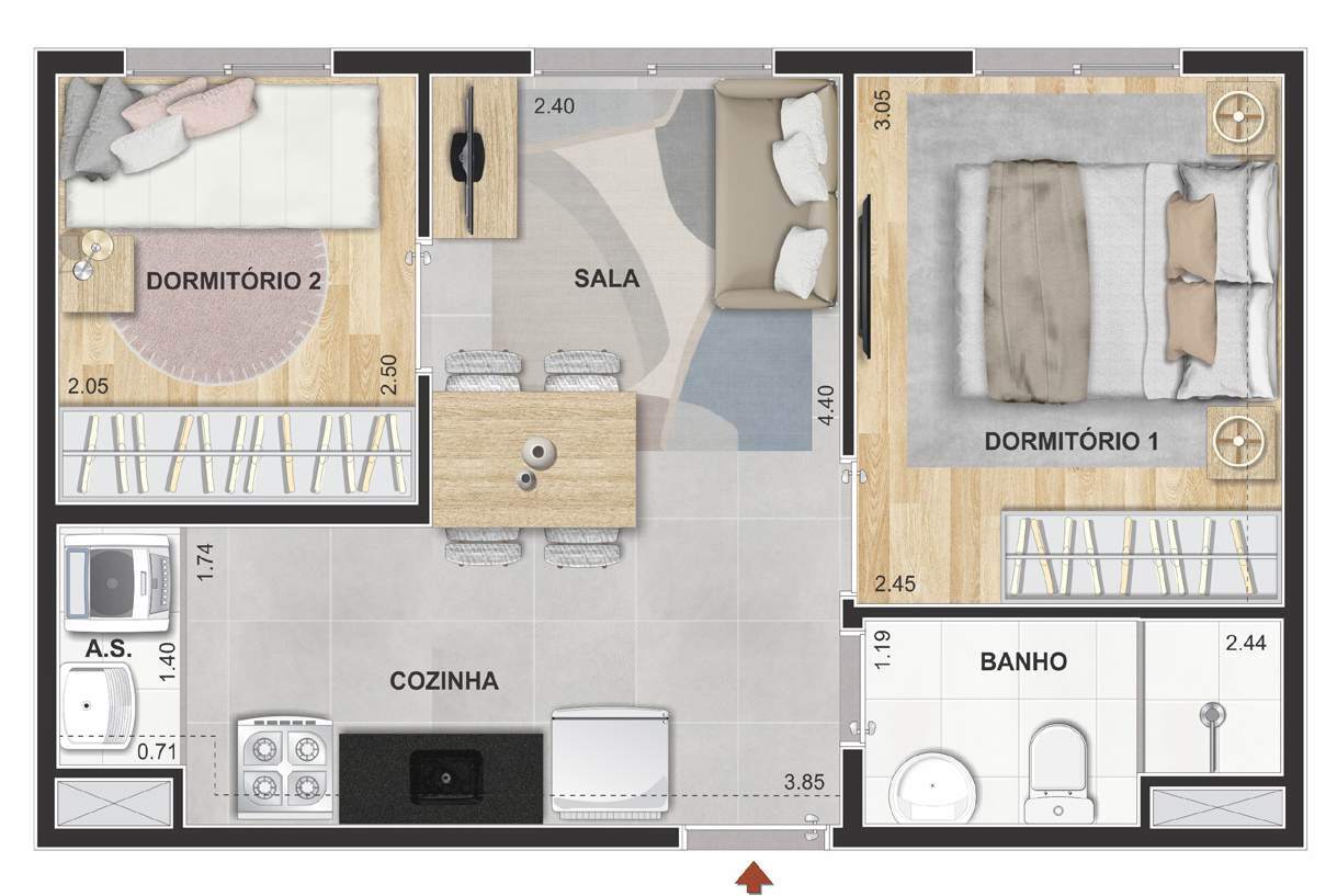 Apartamento à venda com 34m², 2 quartos sem vaga - 24