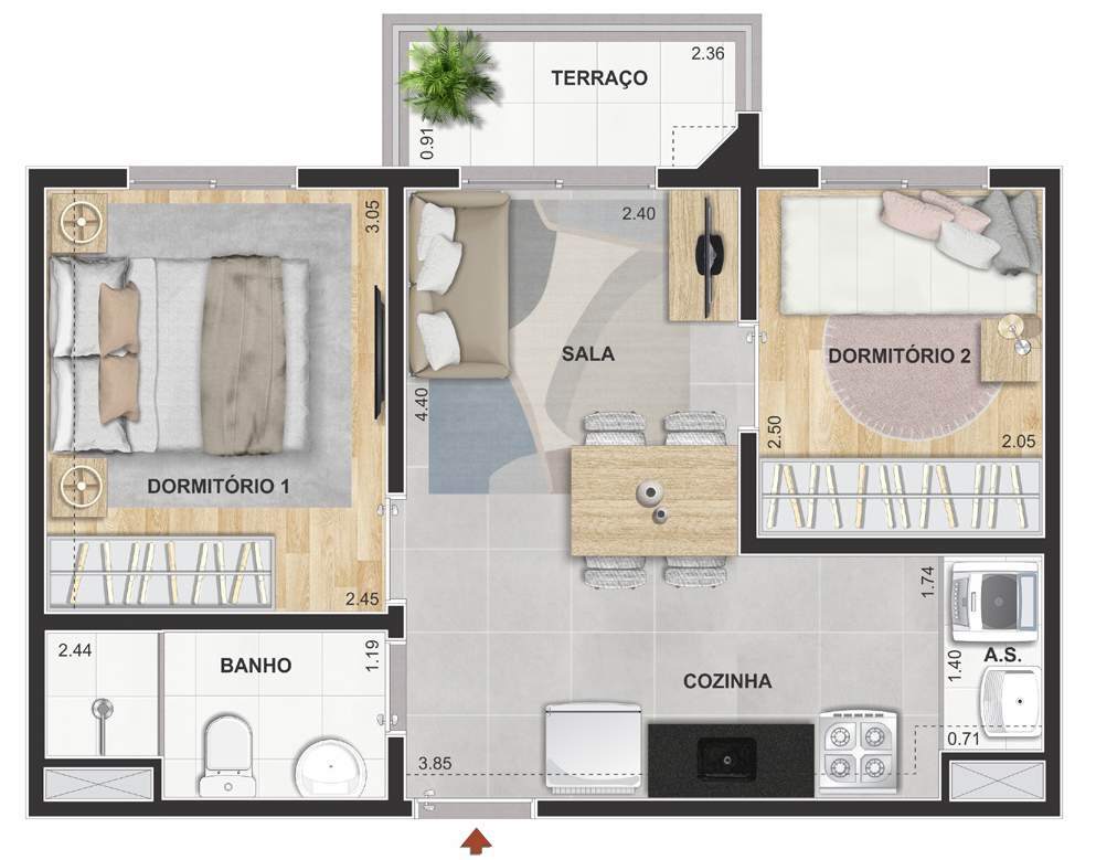 Apartamento à venda com 37m², 2 quartos sem vaga - 24