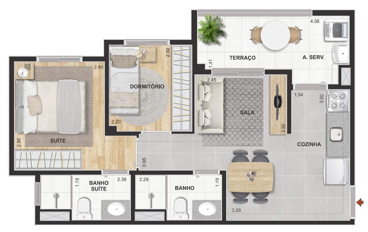 Apartamento à venda com 46m², 2 quartos com vaga - 24