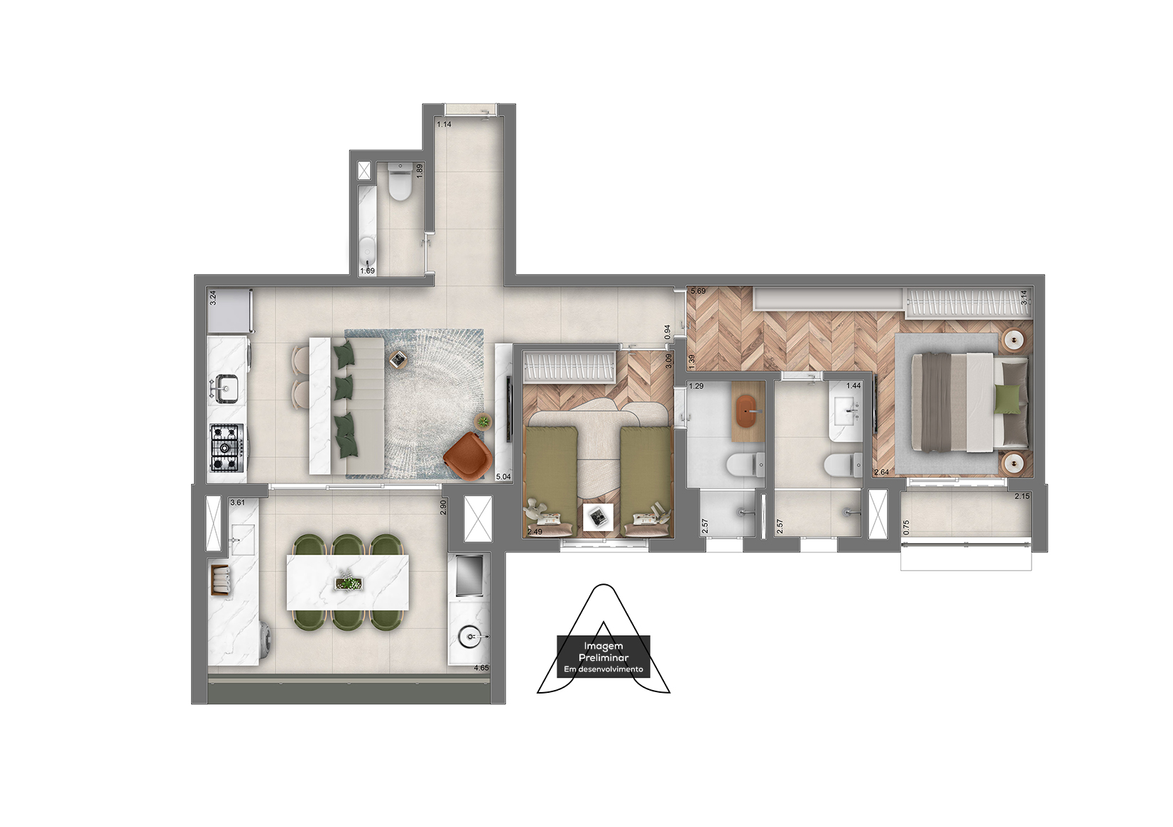 Apartamento à venda com 80m², 2 quartos com vaga - 25