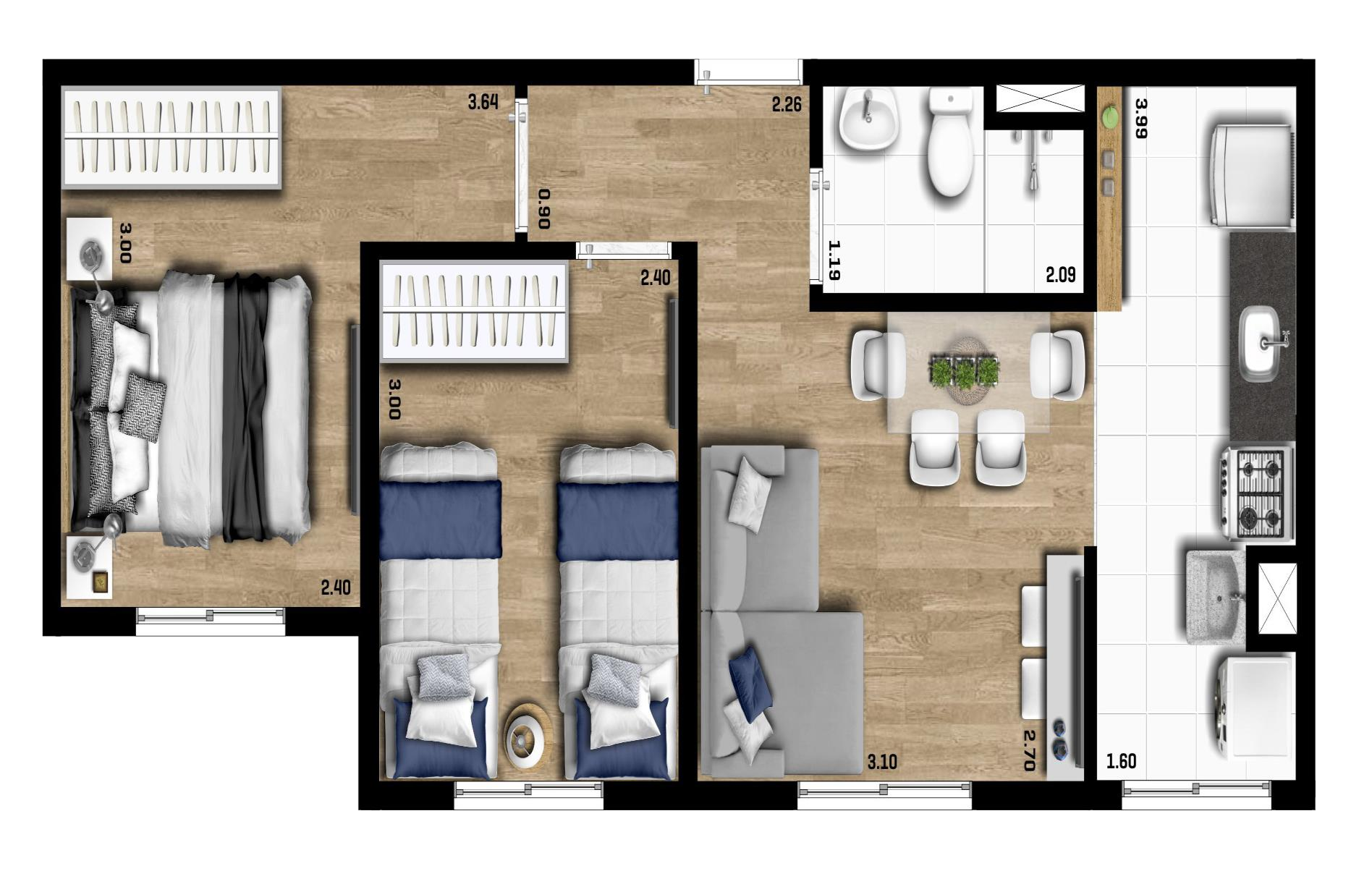Apartamento à venda com 40m², 2 quartos com vaga - 21