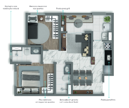 Apartamento à venda com 47m², 2 quartos com vaga - 17