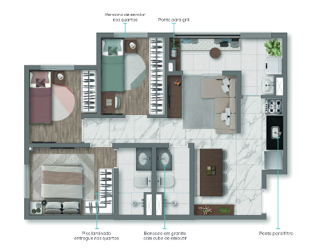 Apartamento à venda com 55m², 3 quartos com vaga - 17