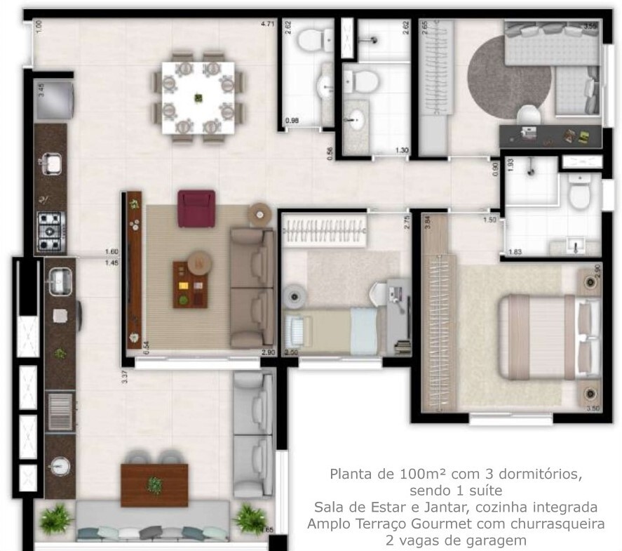Apartamento à venda com 100m², 3 quartos com vaga - 20