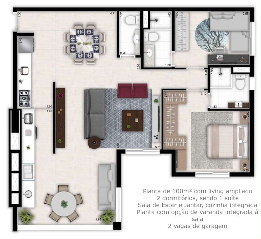 Apartamento à venda com 100m², 3 quartos com vaga - 21