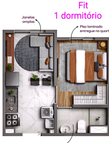 Apartamento à venda com 24m², 1 quarto sem vaga - 19