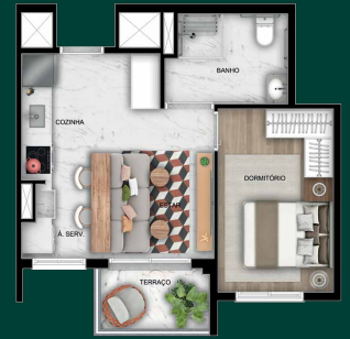 Apartamento à venda com 38m², 1 quarto sem vaga - 26