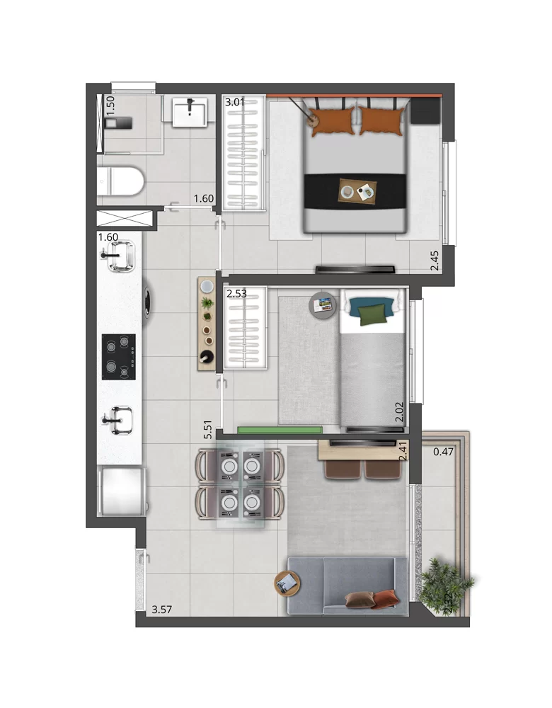 Apartamento à venda com 34m², 2 quartos sem vaga - 23