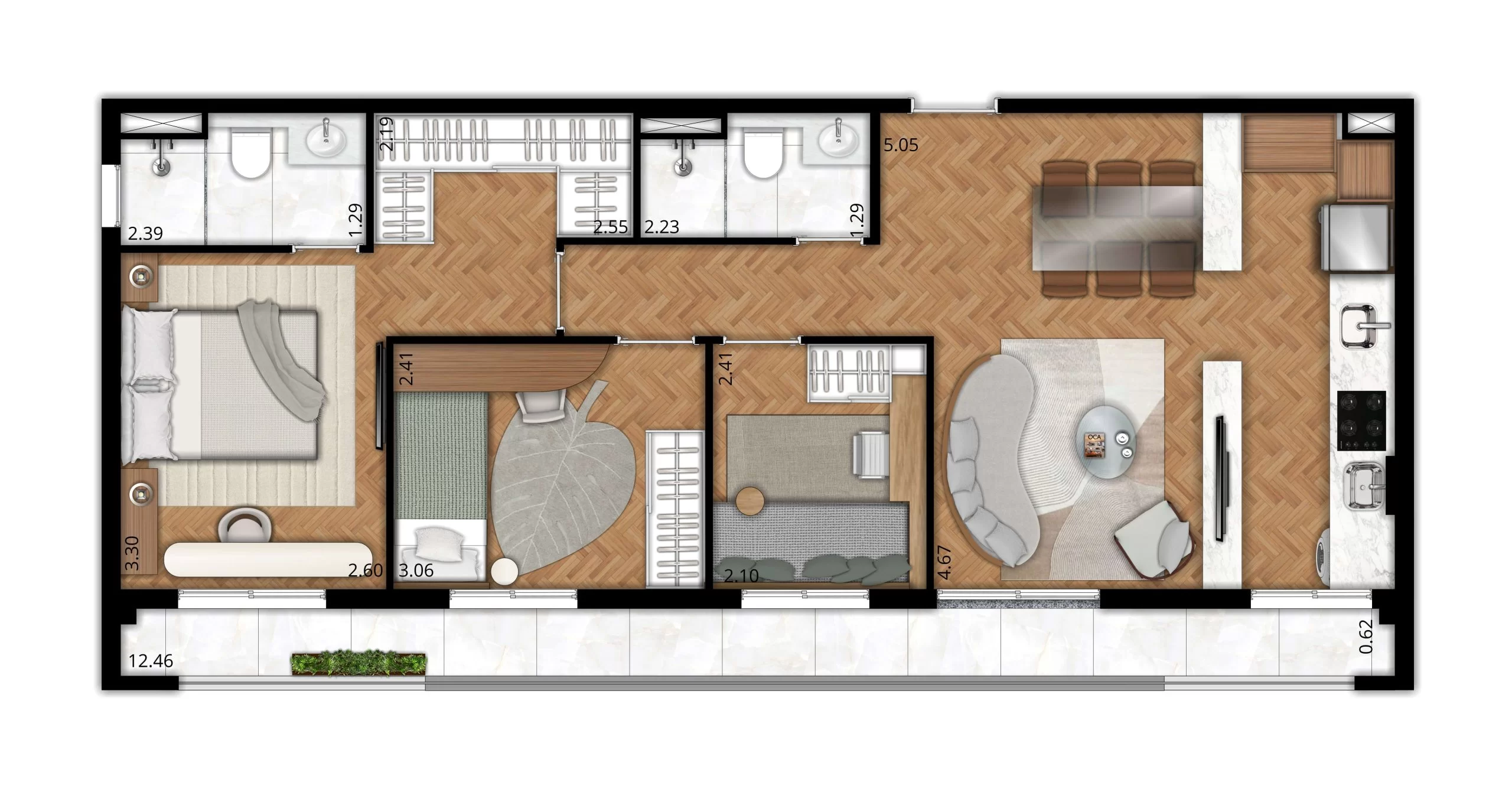Apartamento à venda com 73m², 3 quartos com vaga - 23