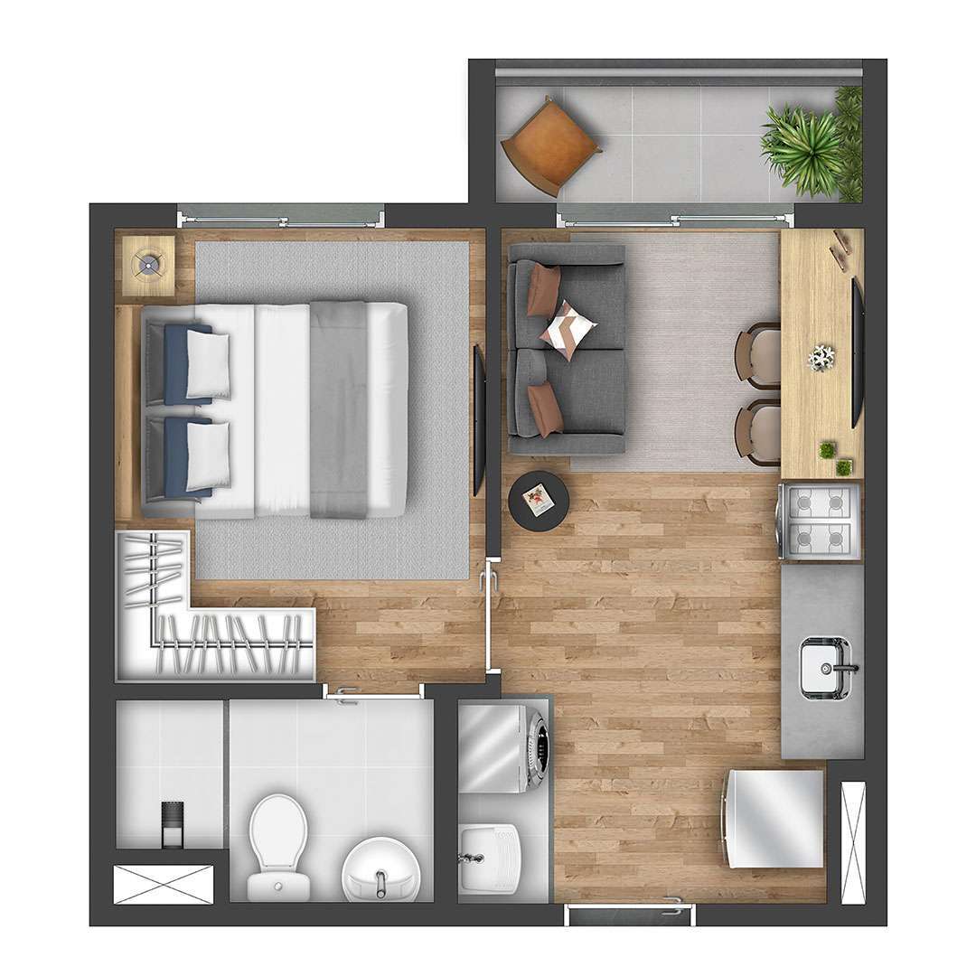 Studio à venda com 27m², 1 quarto sem vaga - 18