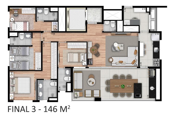 Apartamento à venda com 146m², 4 quartos com vaga - 16