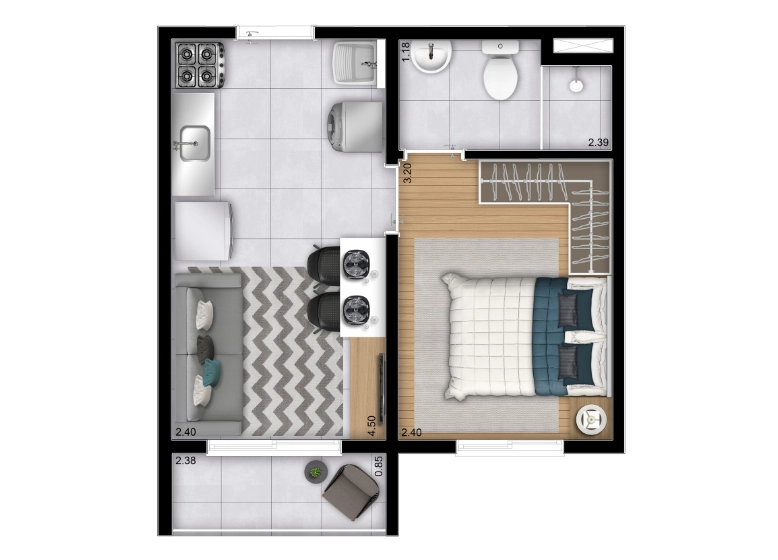 Apartamento à venda com 26m², 1 quarto sem vaga - 11