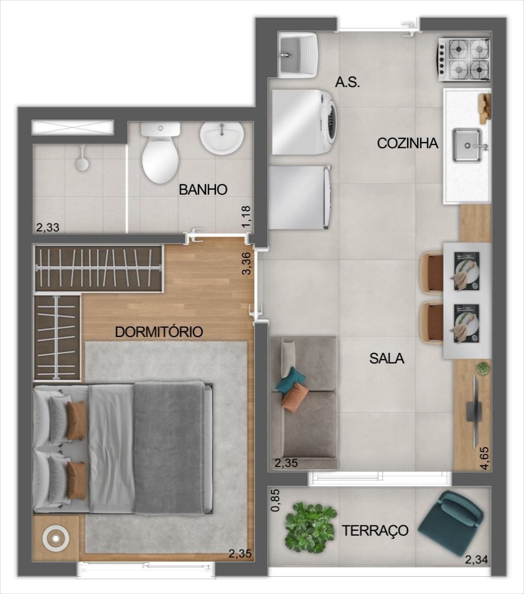 Apartamento à venda com 27m², 1 quarto sem vaga - 16