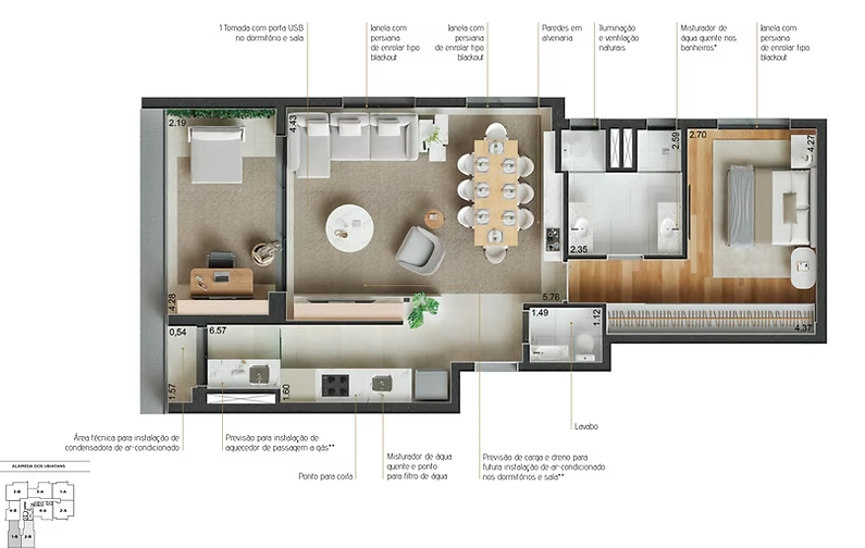 Apartamento à venda com 77m², 1 quarto com vaga - 12