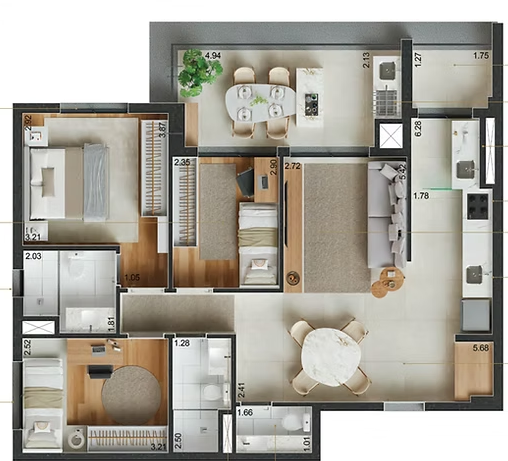 Apartamento à venda com 89m², 3 quartos com vaga - 12