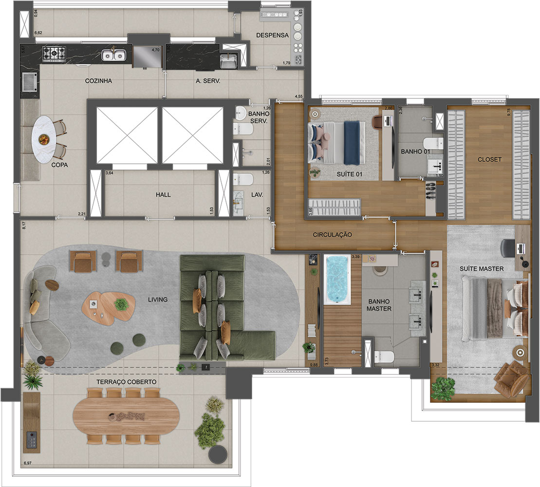 Apartamento à venda com 215m², 3 quartos com vaga - 37