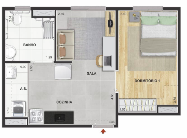 Apartamento à venda com 34m², 1 quarto sem vaga - 28