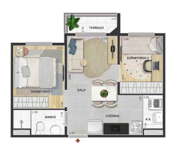 Apartamento à venda com 37m², 2 quartos com vaga - 28