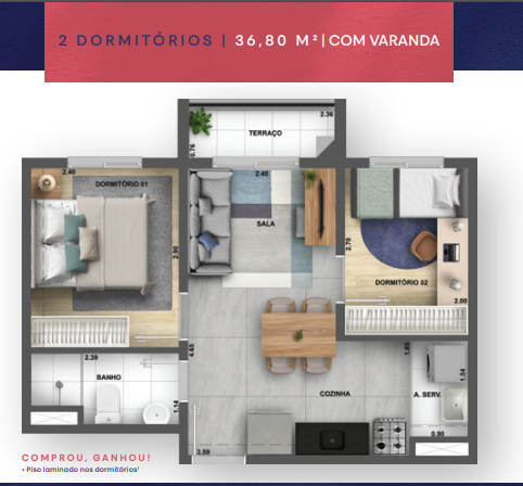 Apartamento à venda com 37m², 2 quartos sem vaga - 12