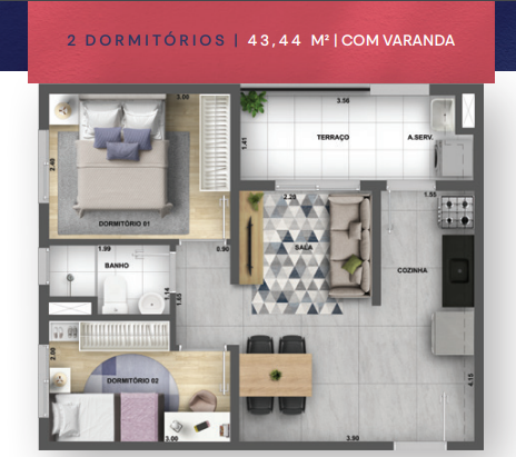 Apartamento à venda com 44m², 2 quartos sem vaga - 12