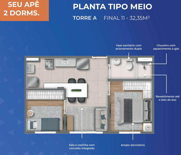 Apartamento à venda com 32m², 2 quartos com vaga - 22