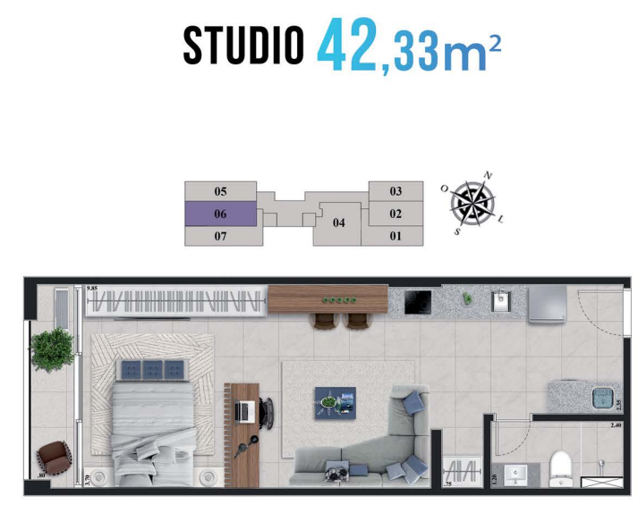 Studio à venda com 42m², 0 quartos sem vaga - 20