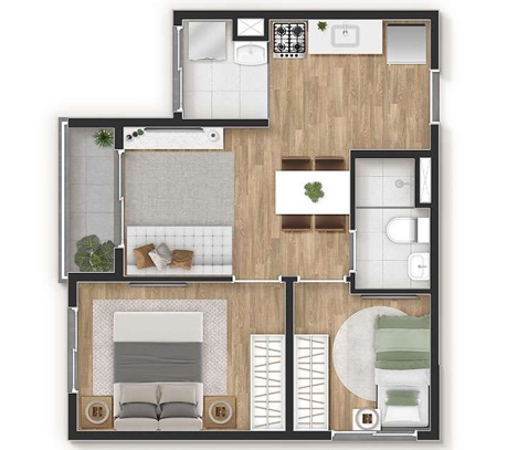 Apartamento à venda com 38m², 2 quartos sem vaga - 15