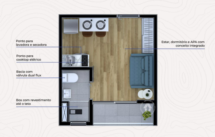Studio à venda com 18m², 0 quartos sem vaga - 14