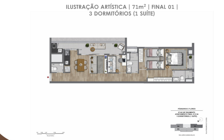 Apartamento à venda com 71m², 3 quartos com vaga - 27