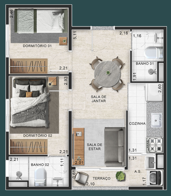 Apartamento à venda com 38m², 2 quartos com vaga - 8