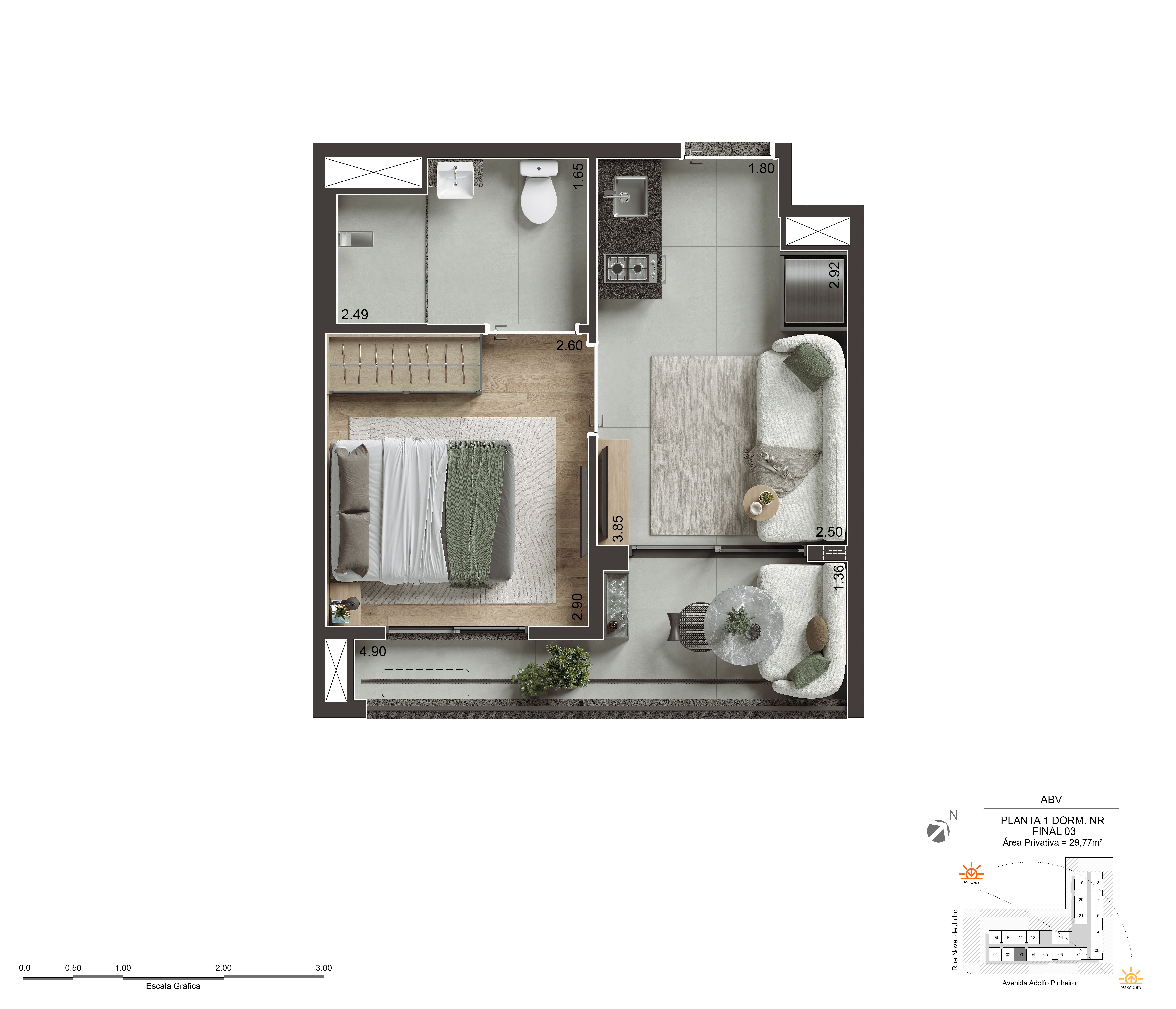 Apartamento à venda com 29m², 1 quarto sem vaga - 21