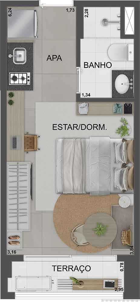 Studio à venda com 24m², 0 quartos sem vaga - 23