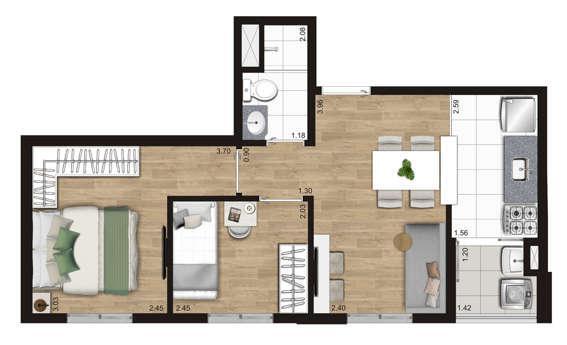Apartamento à venda com 37m², 2 quartos sem vaga - 21