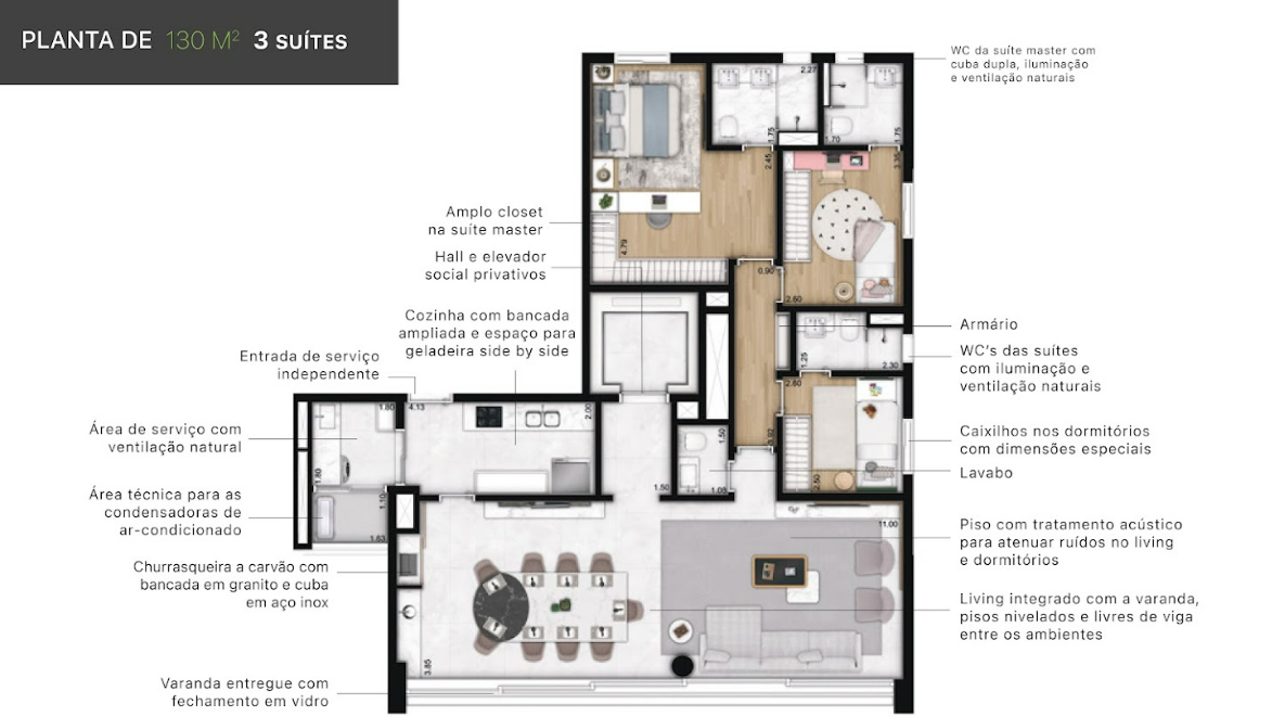 Apartamento à venda com 130m², 3 quartos com vaga - 18