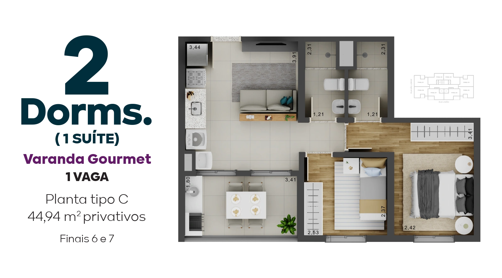 Apartamento à venda com 44m², 2 quartos com vaga - 17