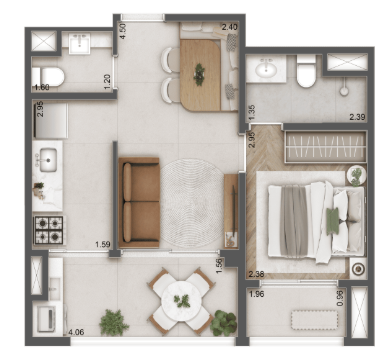 Apartamento à venda com 43m², 1 quarto com vaga - 6
