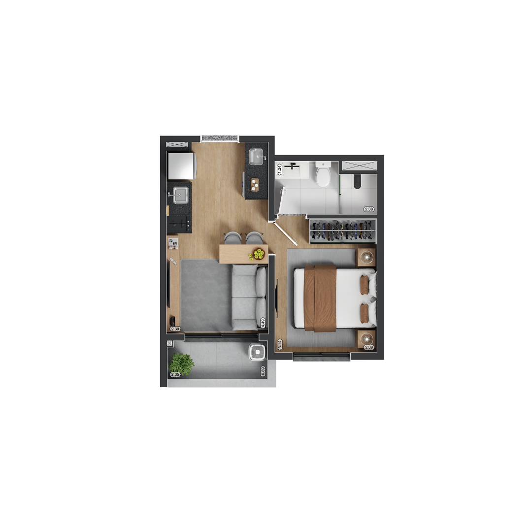 Apartamento à venda com 27m², 1 quarto sem vaga - 30