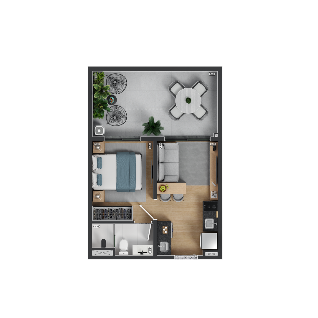 Apartamento à venda com 38m², 1 quarto sem vaga - 30