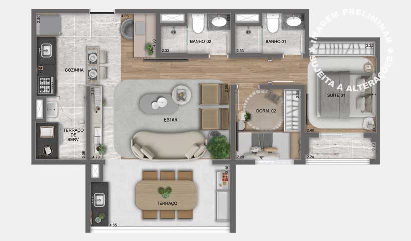 Apartamento à venda com 69m², 2 quartos com vaga - 23