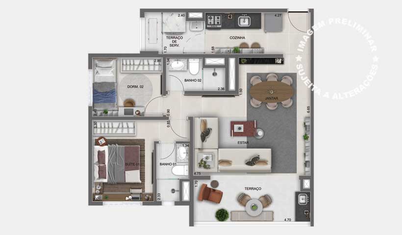 Apartamento à venda com 71m², 3 quartos com vaga - 24