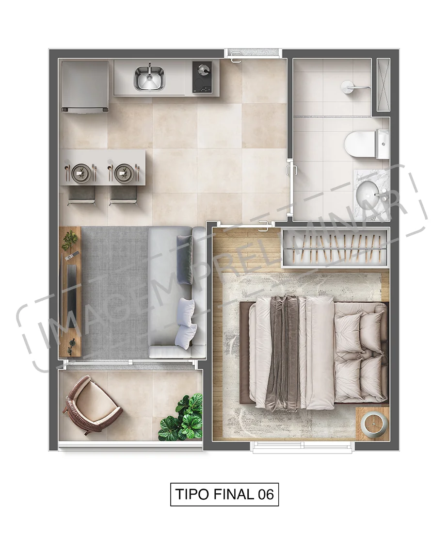 Apartamento à venda com 25m², 1 quarto sem vaga - 19