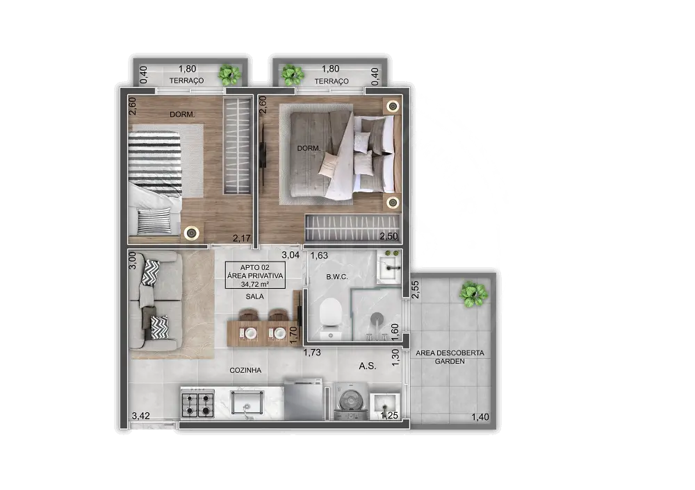 Apartamento à venda com 34m², 2 quartos sem vaga - 4